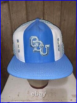 VINTAGE RARE 80s Old Dominion Blue AJD Lucky Stripes trucker style NCAA Hat L