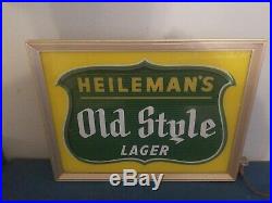 (VTG) 1940s 50s old style lager beer reverse on glass light up sign heilmans wis