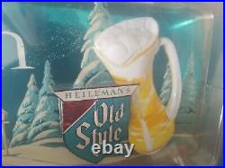 (VTG) 1958 Old Style Beer light up clock back bar advertising sign winter scene