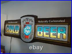 VTG 1977 Old Style Cold Beer Bubbler Sparkling Motion Lighted Bar Sign