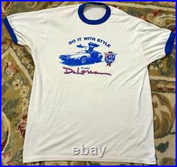 VTG 70s Delorean Promo Authentic Old Style Beer Ringer T-Shirt L / Med Car