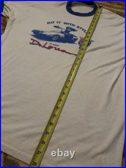 VTG 70s Delorean Promo Authentic Old Style Beer Ringer T-Shirt L / Med Car