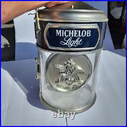 VTG Crystal Michelob Hanging Rotating Light Medallion Beer Clock RARE TESTED