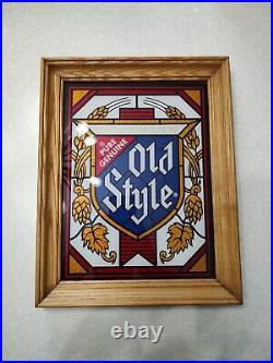 VTG Heileman's Old Style Beer Light Faux Stained Glass Sign Bar Man Cave