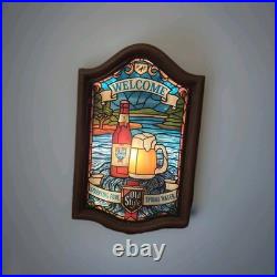 VTG. Heileman's Old Style Faux Stained Glass lightup Beer Sign 1980s