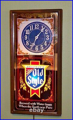 (VTG) Old Style Beer Illuminated Light Up Wall Hanging Clock Sign Man Cave