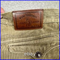 VTG Polo Western Corduroy Pants Mens 36X30 Tan Ralph Lauren 1980s Flap Pockets