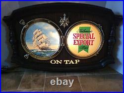 (VTG) special export old style beer pirate ship & water light up sign nautical