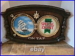 (VTG) special export old style beer pirate ship & water light up sign nautical