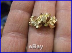 Very Nice Old Vtg Mens 14k Yellow Gold Nugget Style Ring (staggered Chunks)