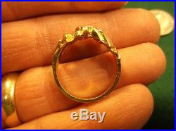 Very Nice Old Vtg Mens 14k Yellow Gold Nugget Style Ring (staggered Chunks)