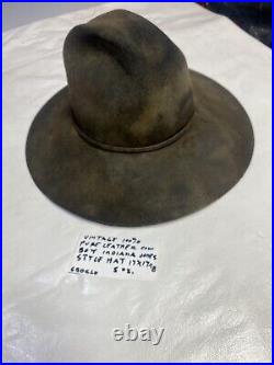 Very Old Vintage Suede LEATHER HAT DARK BROWN COWBOY, INDIANA JONES STYLE As Is