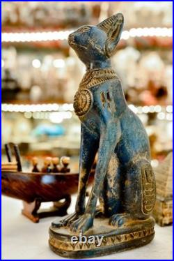 Very Rare Amazing Old Style Ancient Egyptian Bastet Cat Statue Made in Egypt