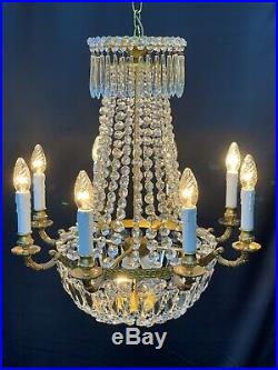 Very nice large old vintage antique style crystal chandelier ceiling light