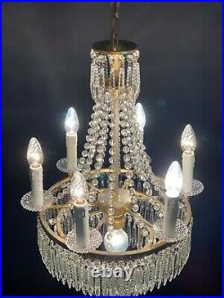 Very rare old vintage antique style crystal chandelier light