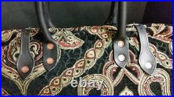 Victorian Old West Style Carpet Bag Leather Handles Drs Travel Satchel Purse New