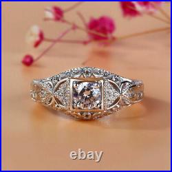 Victorian Royal Style 2.56 Carat Round Cut Lab-Created Diamond Old Vintage Rings