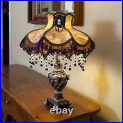 Victorian Style Table Lamp Old World Vintage Vibe Living Bed Room Lace Beaded