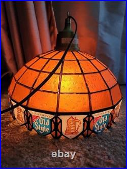 Vintage 10 Heileman's Old Style Beer Hanging Tiffany Style Plastic Lamp Shade