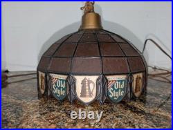 Vintage 10 Heileman's Old Style Beer Hanging Tiffany Style Plastic Lamp Shade