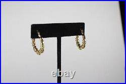 Vintage 18K Yellow Gold Bamboo Style Hoop Earrings! New Old Stock! Turkey! QVC