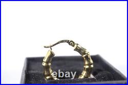 Vintage 18K Yellow Gold Bamboo Style Hoop Earrings! New Old Stock! Turkey! QVC