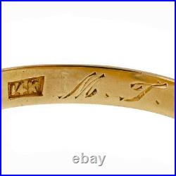 Vintage 1900 Mens Old Mine Cut Diamond Ring 14k Yellow Gold Belcher Style