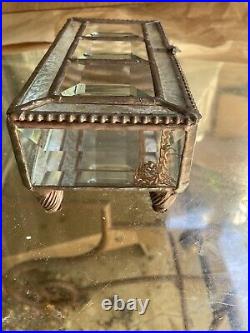 Vintage 1930s Old French Jewelry Box Louie XV Style Beveled Glass signed artist