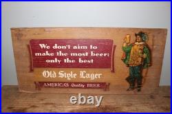 Vintage 1940's Old Style Lager Beer America's Quality Beer 22 Wood Sign