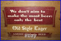Vintage 1940's Old Style Lager Beer America's Quality Beer 22 Wood Sign