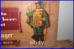 Vintage 1940's Old Style Lager Beer America's Quality Beer 22 Wood Sign