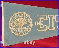 Vintage 1940's The Citadel 29 Inch Flocked Felt Style Pennant Early Old Antique