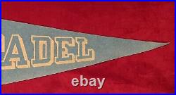 Vintage 1940's The Citadel 29 Inch Flocked Felt Style Pennant Early Old Antique