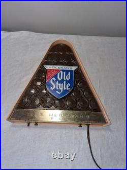 Vintage 1960 Heileman's Old Style Lighted Beer Sign 1853 Working Some Damage