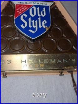 Vintage 1960 Heileman's Old Style Lighted Beer Sign 1853 Working Some Damage