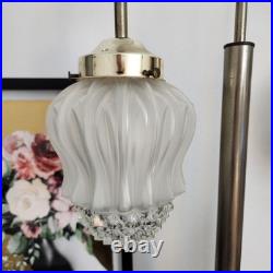 Vintage 1970's Hollywood Regency 3-Arm Waterfall Lamp Frosted Glass Shades 31