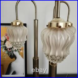 Vintage 1970's Hollywood Regency 3-Arm Waterfall Lamp Frosted Glass Shades 31