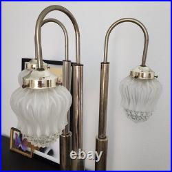 Vintage 1970's Hollywood Regency 3-Arm Waterfall Lamp Frosted Glass Shades 31