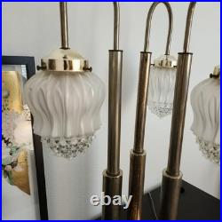 Vintage 1970's Hollywood Regency 3-Arm Waterfall Lamp Frosted Glass Shades 31