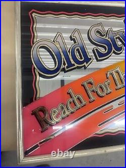 Vintage 1970s Old Style Beer Sign Glass Advertisement
