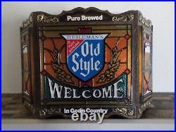 Vintage 1975 Heileman's Old Style Welcome Pure Brewed God's Country Lighted Sign