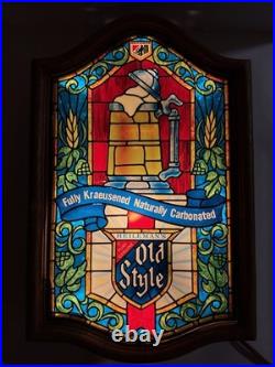 Vintage 1979 Heilemans Old Style Beer Tiffany Style Face Light Up Sign