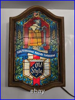 Vintage 1979 Heilemans Old Style Beer Tiffany Style Face Light Up Sign