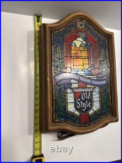 Vintage 1979 Heilemans Old Style Beer Tiffany Style Face Light Up Sign