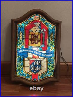 Vintage 1979 Old Style Beer Stained Glass Looking Light-up Sign Faux Heileman Vintage 1979 Old Style Beer Stained Glass Looking Light-up Sign Faux Heileman