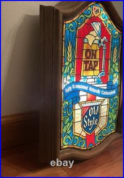 Vintage 1979 Old Style Beer Stained Glass Looking Light-up Sign Faux Heileman Vintage 1979 Old Style Beer Stained Glass Looking Light-up Sign Faux Heileman