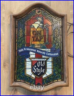 Vintage 1979 Old Style Beer Stained Glass Looking Light-up Sign Faux Heileman Vintage 1979 Old Style Beer Stained Glass Looking Light-up Sign Faux Heileman