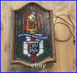 Vintage 1979 Old Style Beer Stained Glass Looking Light-up Sign Faux Heileman Vintage 1979 Old Style Beer Stained Glass Looking Light-up Sign Faux Heileman