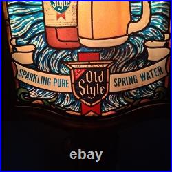 Vintage 1980 Heileman's Old Style Lighted Beer Sign Welcome Stained Glass Look