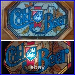 Vintage 1980'S Heileman's Old Style COLD BEER Faux Glass Lighted Bar Sign